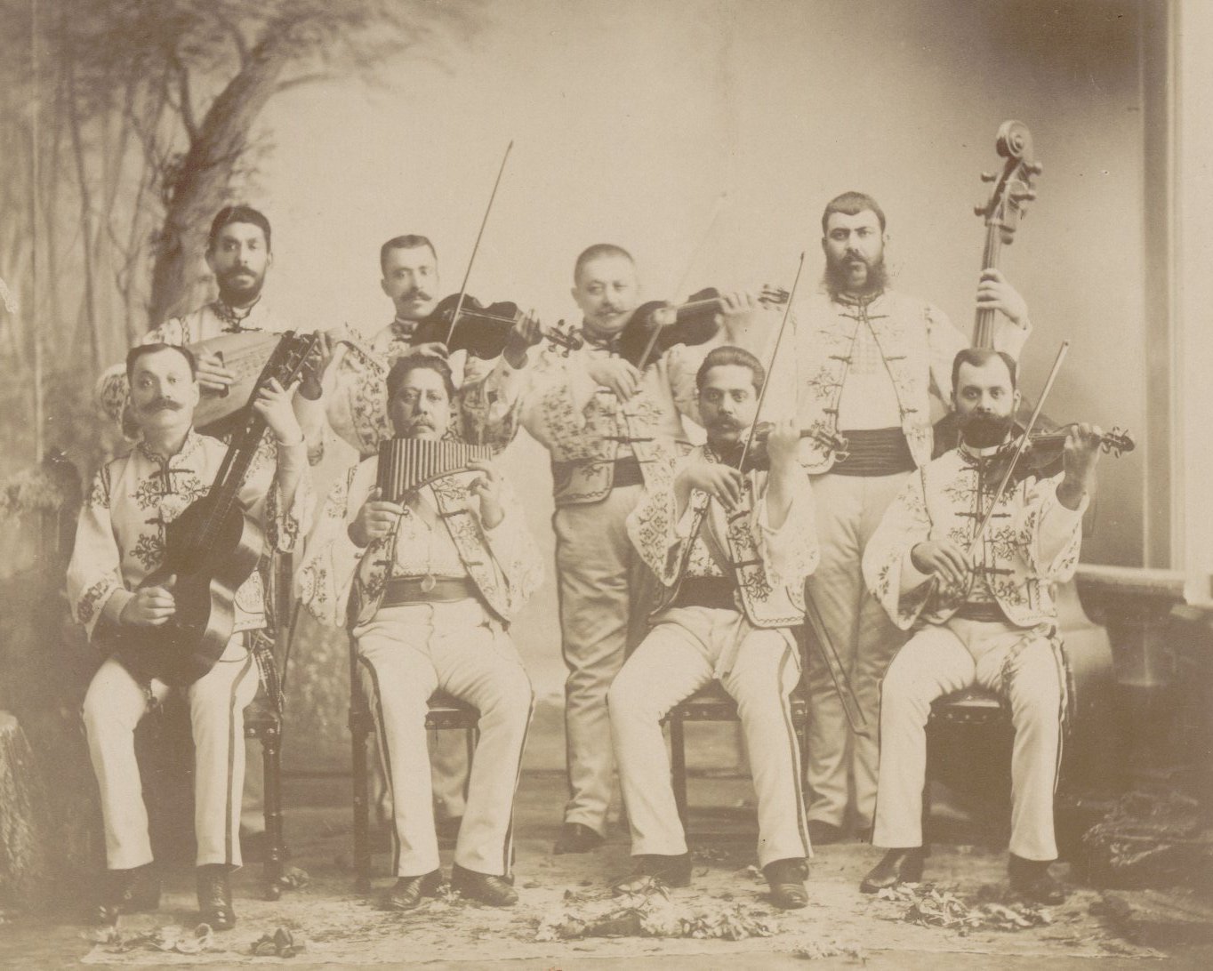 Ionică Dinicu’s nine-member Romani band at the 1889 Paris Universal Exposition.